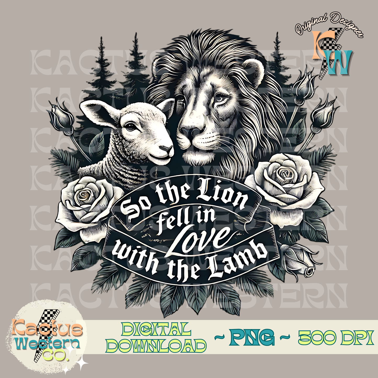 Lion and the Lamb PNG - Digital Download