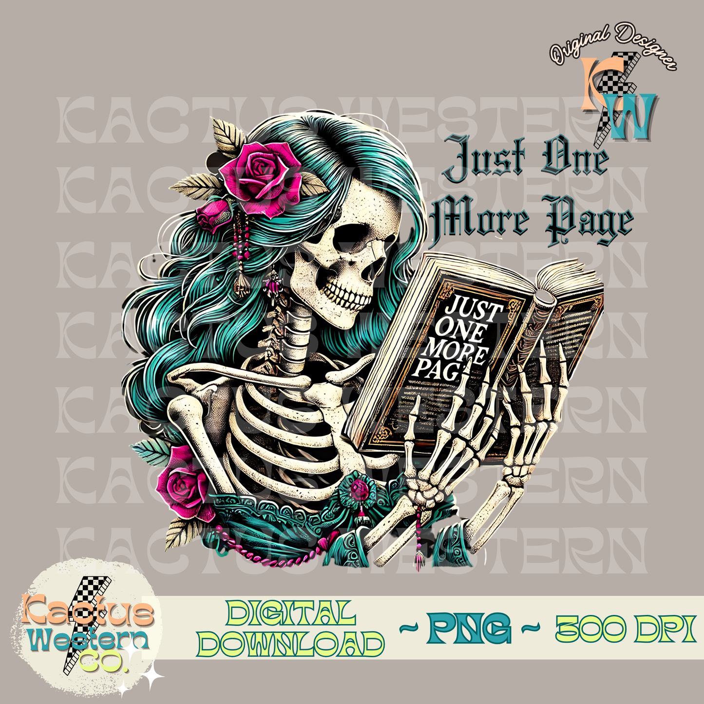 One More Page Skelly PNG - Digital Download