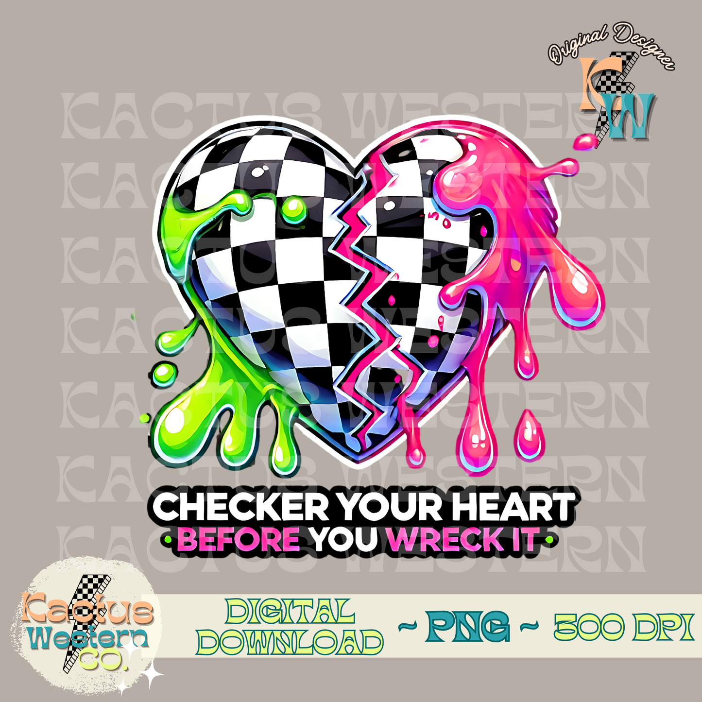 Checker Your Heart PNG - Digital Download