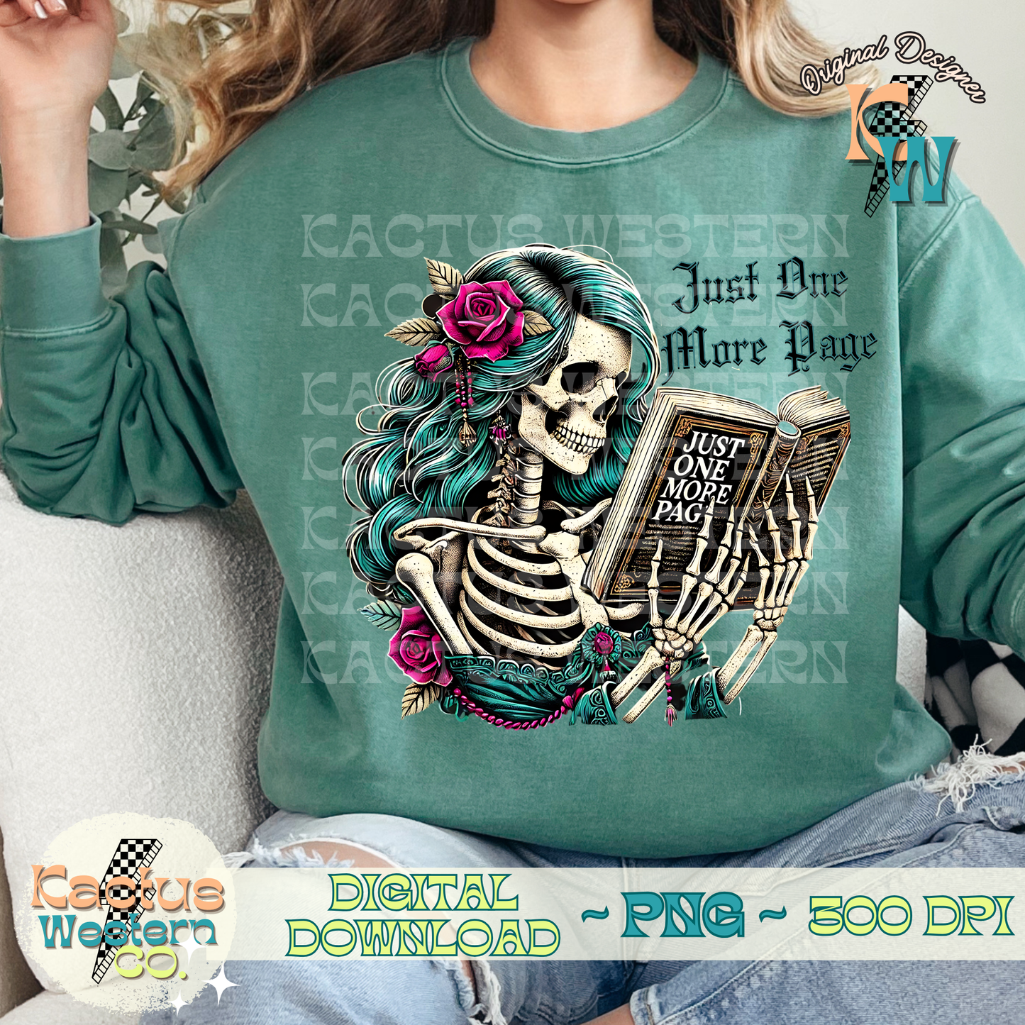 One More Page Skelly PNG - Digital Download