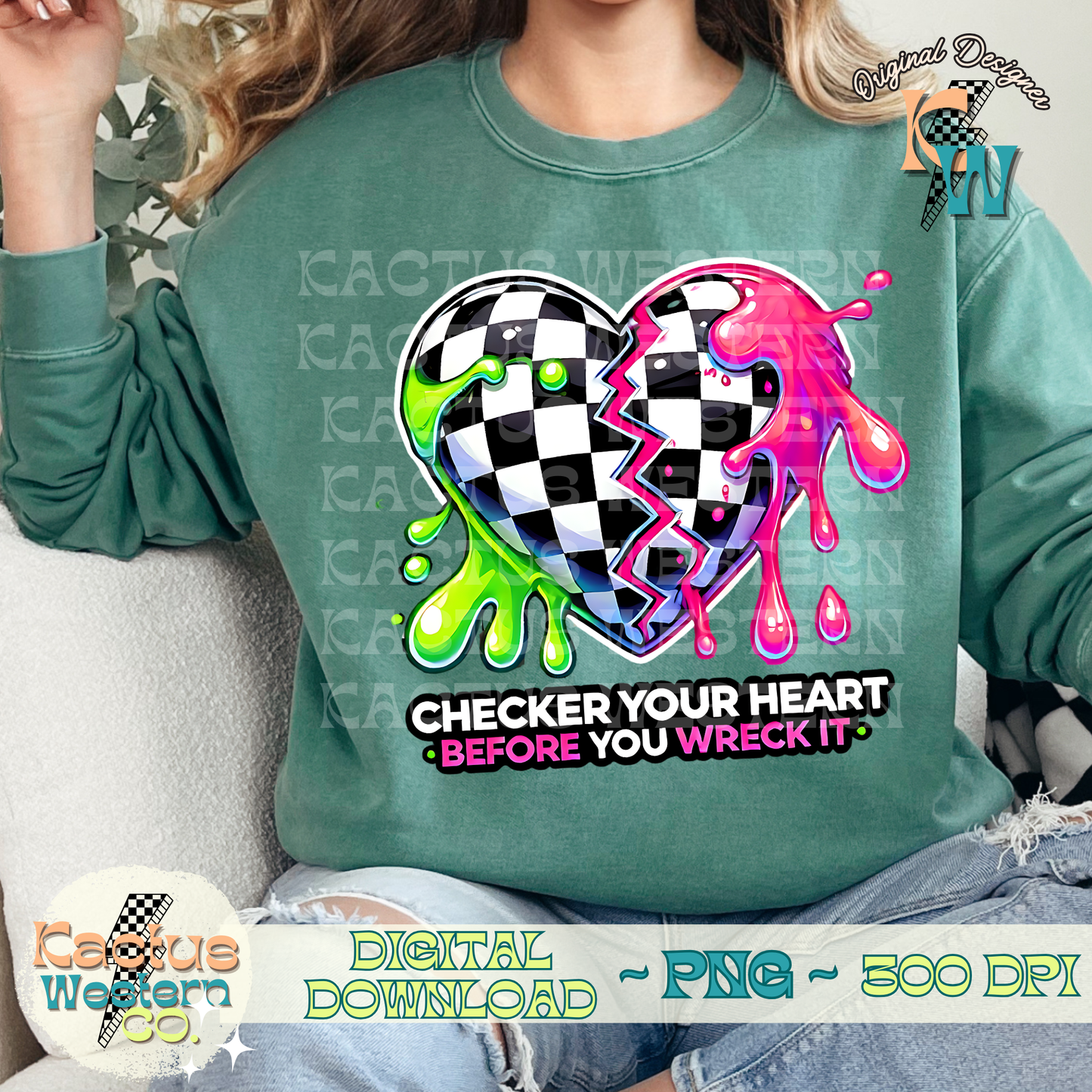 Checker Your Heart PNG - Digital Download