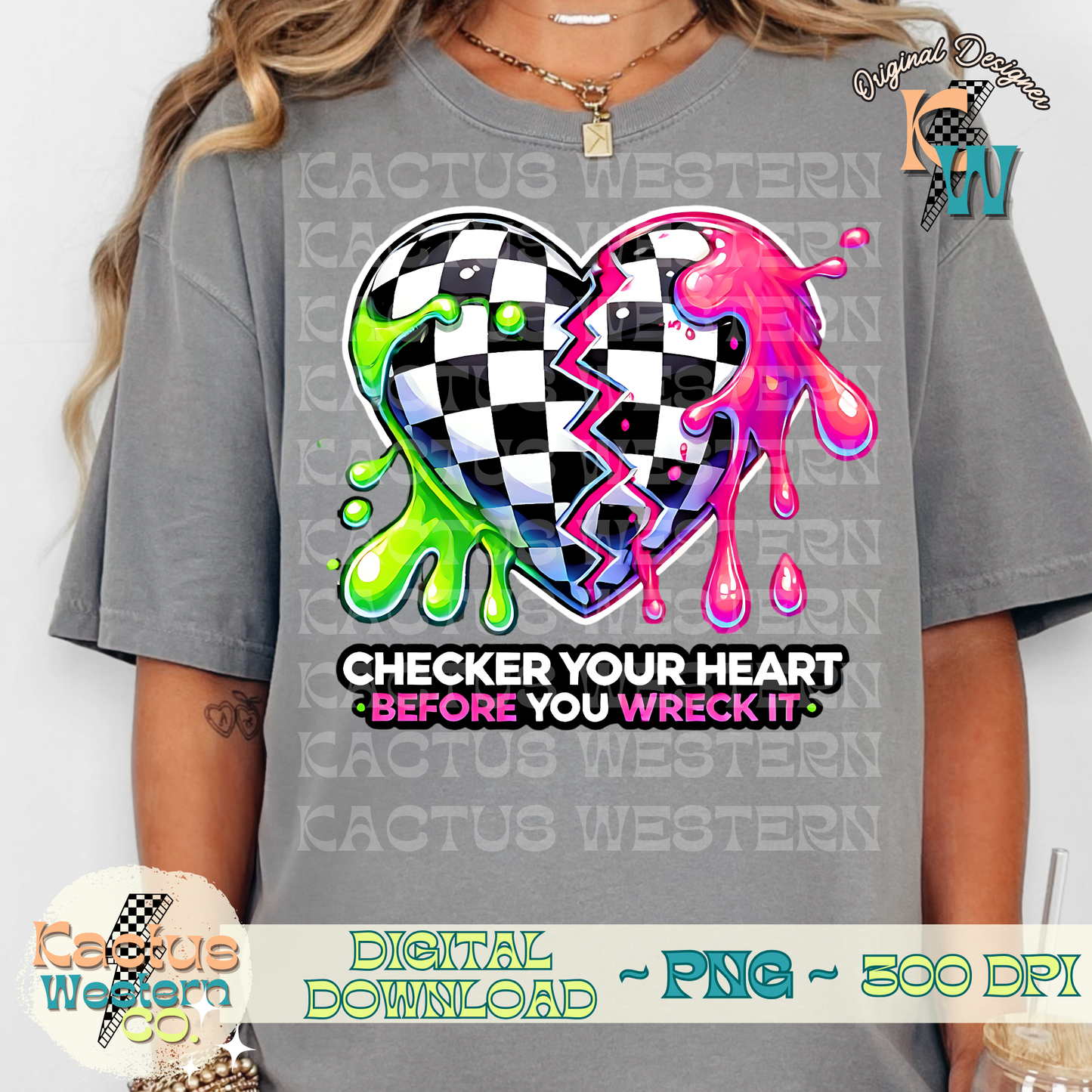 Checker Your Heart PNG - Digital Download