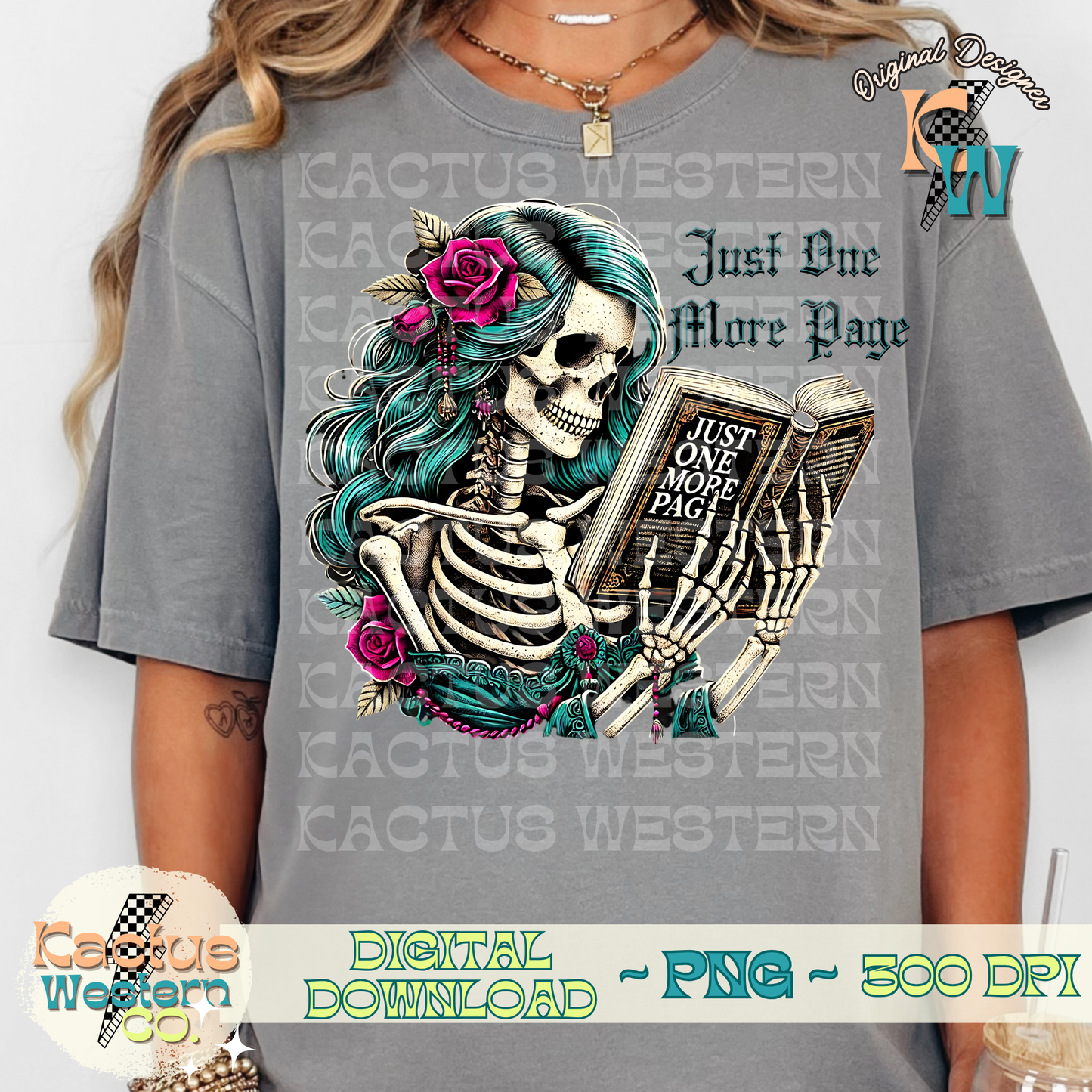 One More Page Skelly PNG - Digital Download