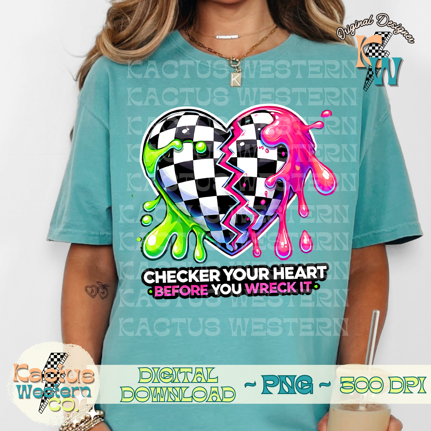 Checker Your Heart PNG - Digital Download