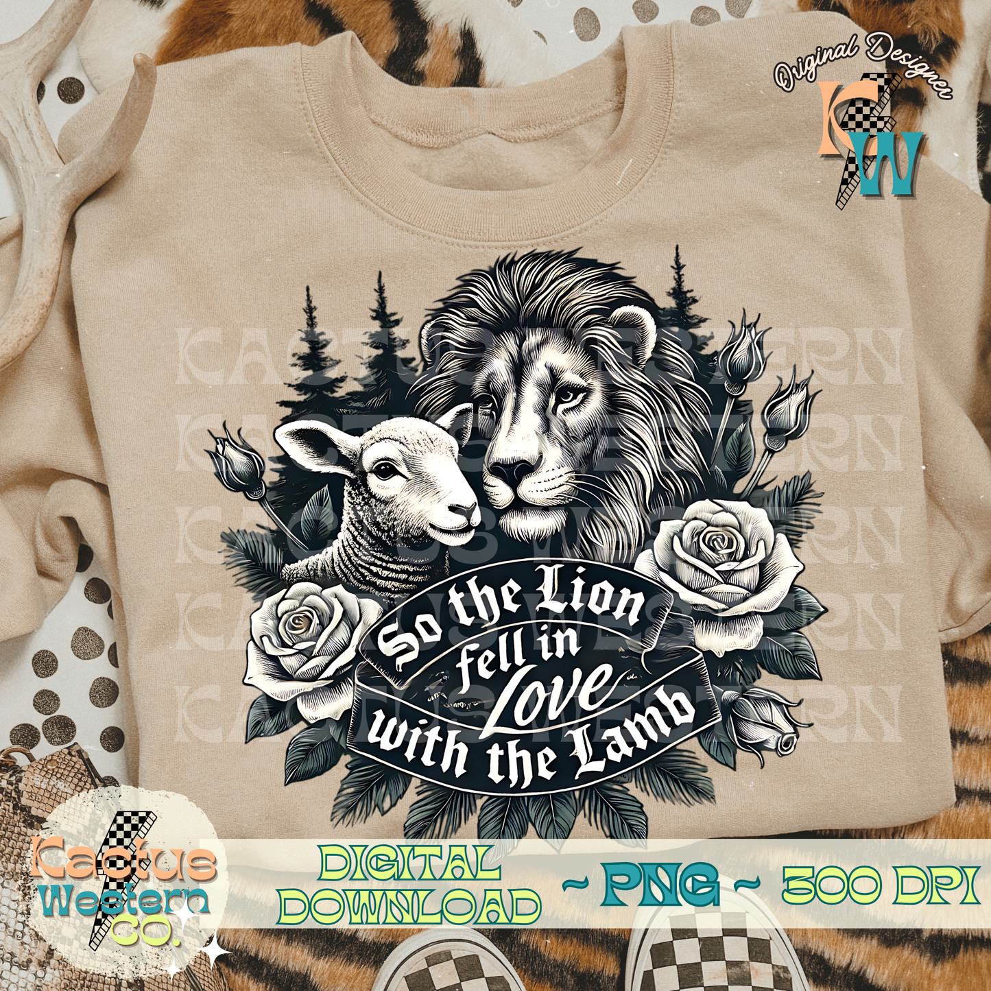 Lion and the Lamb PNG - Digital Download