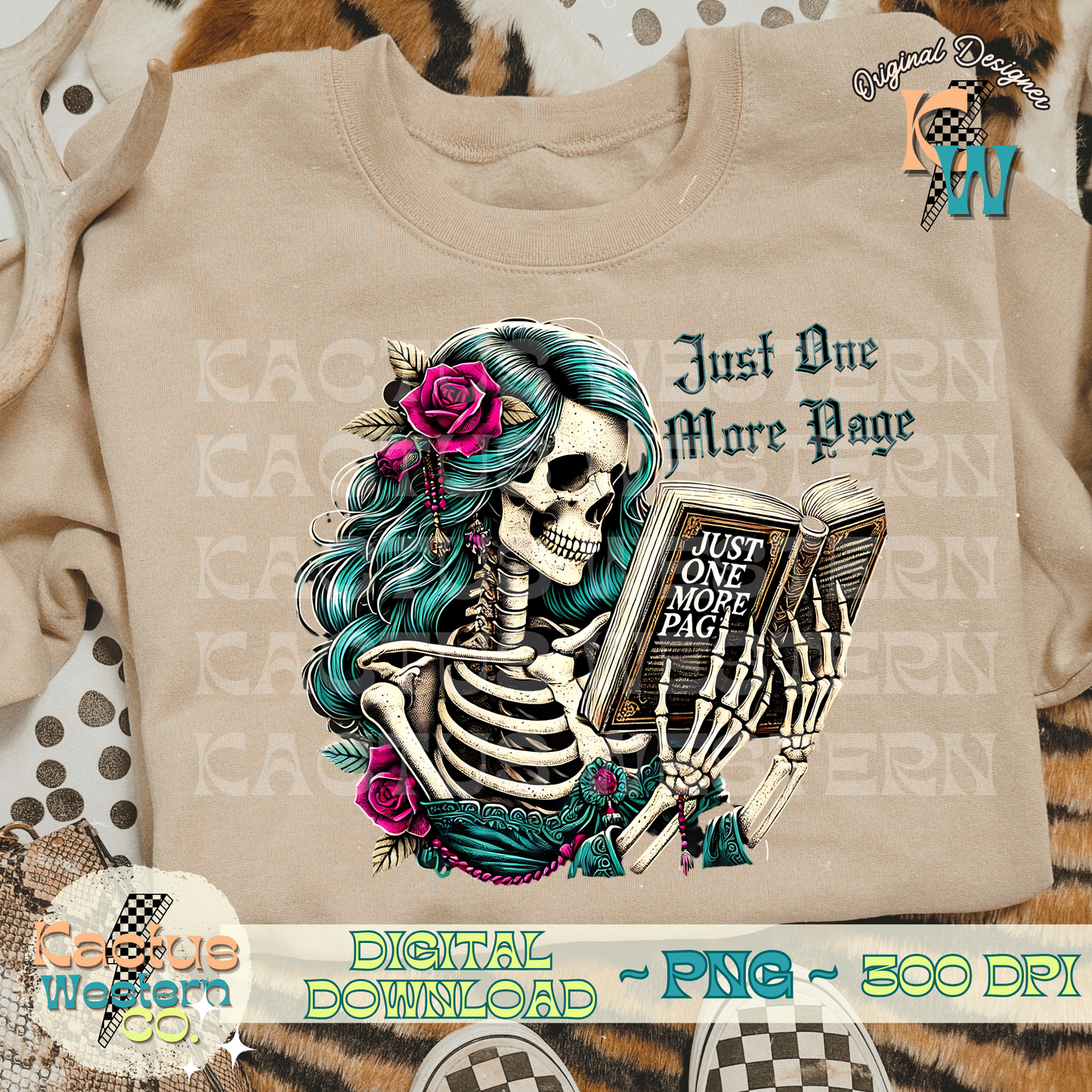 One More Page Skelly PNG - Digital Download