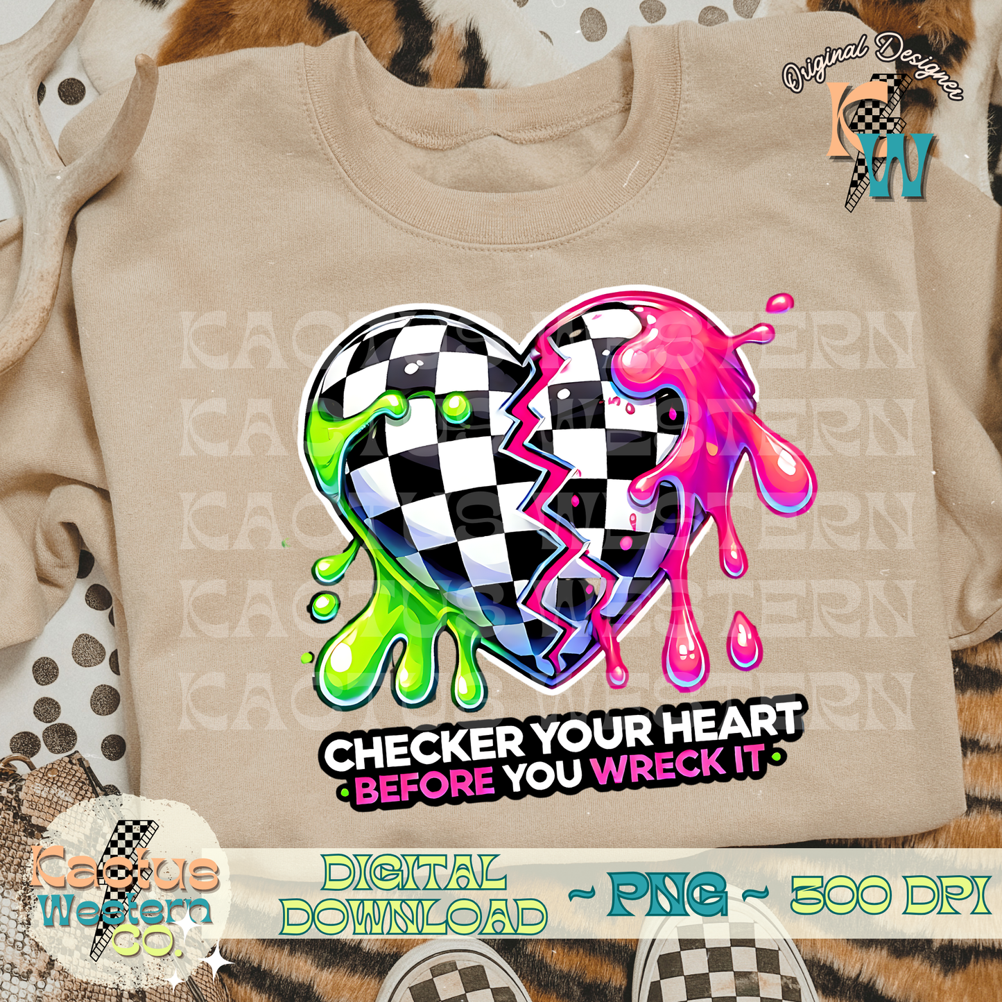 Checker Your Heart PNG - Digital Download