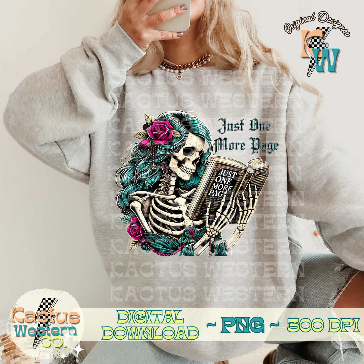 One More Page Skelly PNG - Digital Download