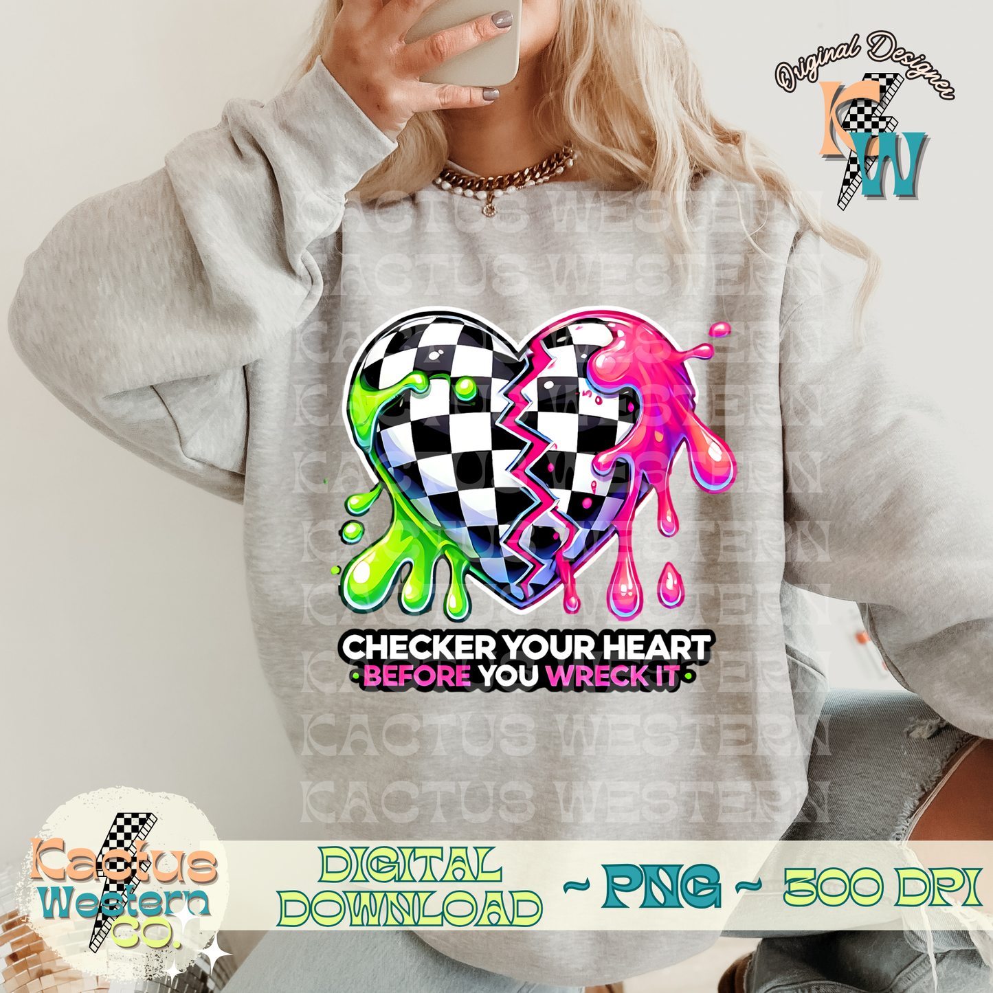 Checker Your Heart PNG - Digital Download