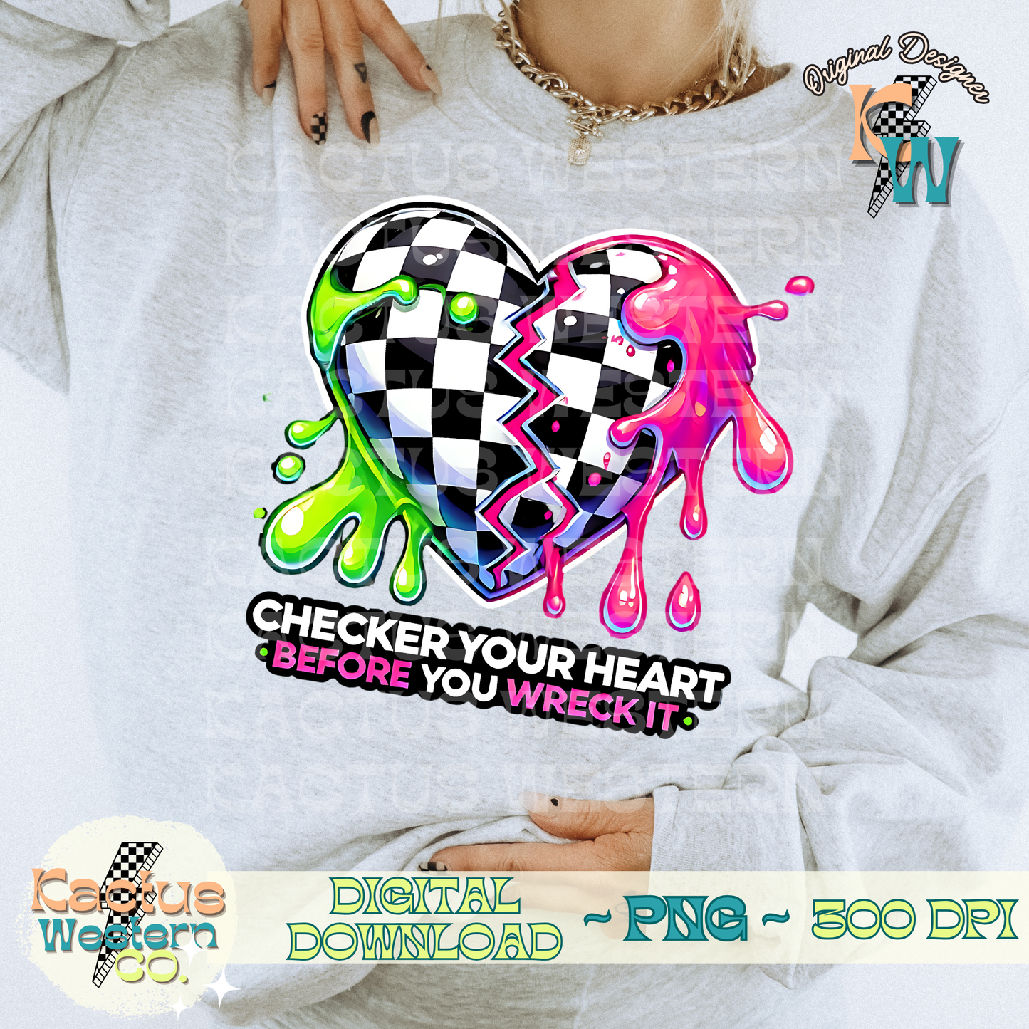 Checker Your Heart PNG - Digital Download