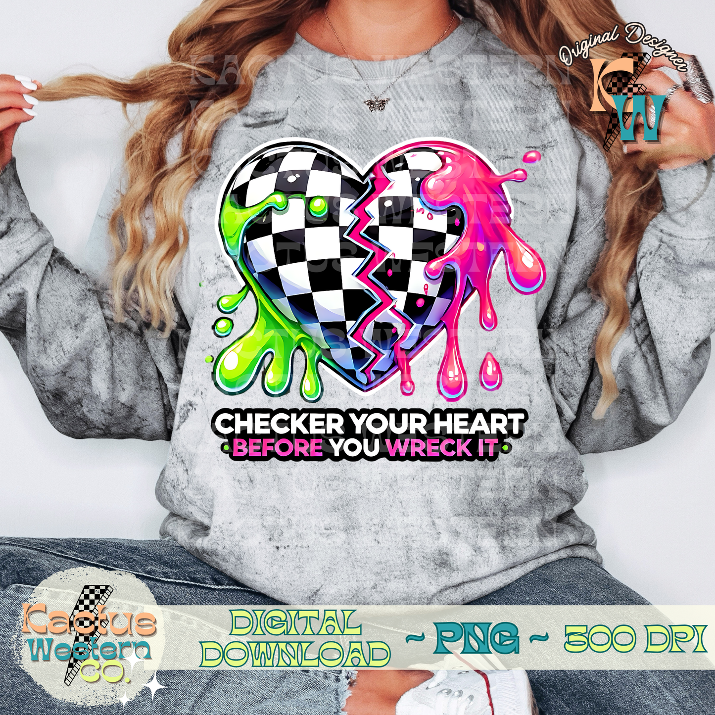 Checker Your Heart PNG - Digital Download