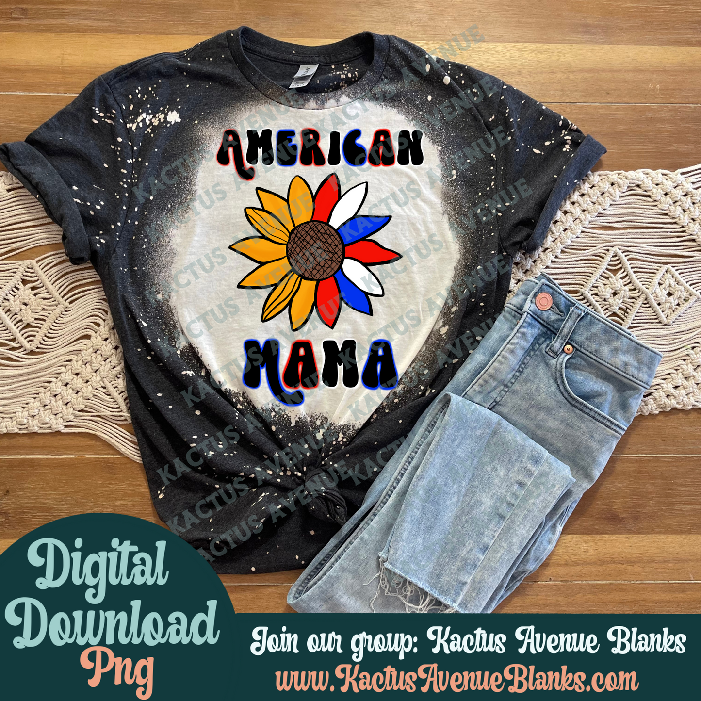 Sunflower American Mama PNG - Digital Download